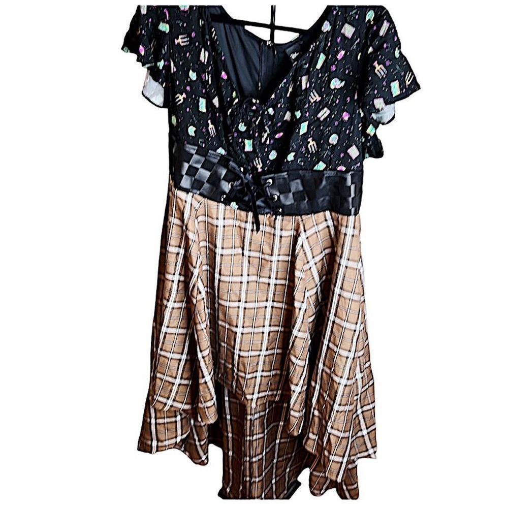 Disney Outlander/Hocus Pocus Tartan Lace-Up Mystical Hi-Low Dress Plus Size 2